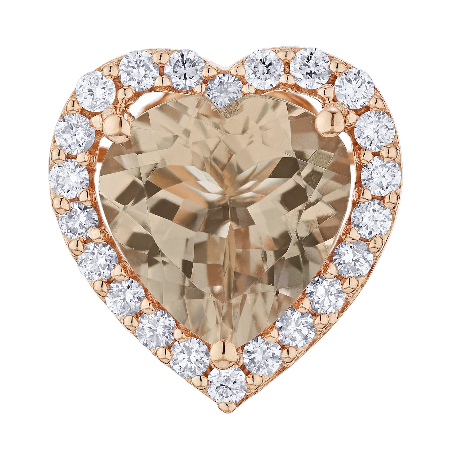 Diamond and Heart Shaped Morganite Halo Pendant