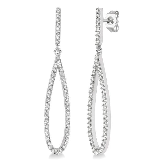 ThLinZen 14K White Gold Diamond Fashion Earrings