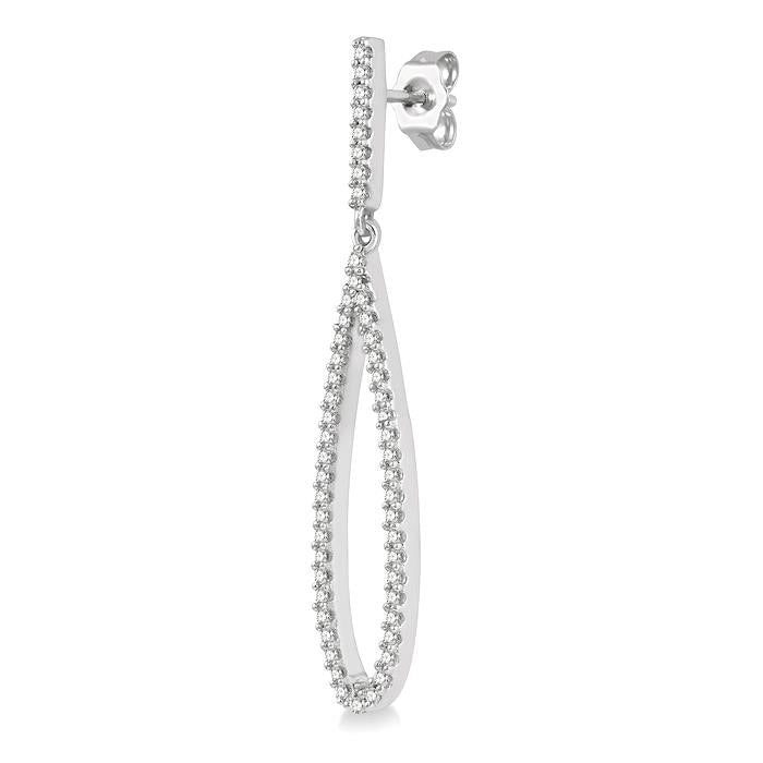 ThLinZen 14K White Gold Diamond Fashion Earrings
