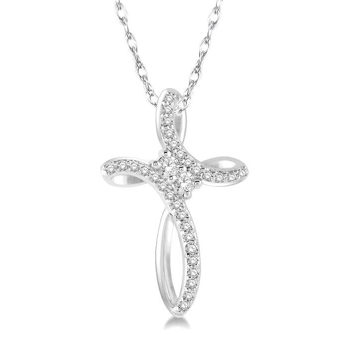 Cross 2 Stone Diamond Fashion Pendant