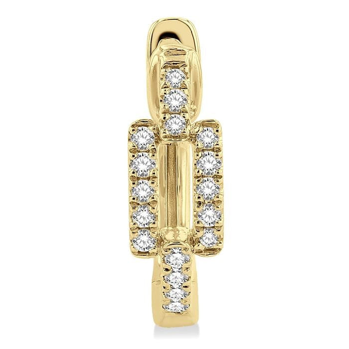 1/5 Ctw Petite Paperclip Round Cut Diamond Fashion Huggies in 10K Yellow Gold