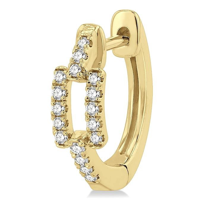 1/5 Ctw Petite Paperclip Round Cut Diamond Fashion Huggies in 10K Yellow Gold
