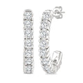 1/4 Ctw Petite Round Cut Diamond Fashion Half Hoop Earrings in 10K White Gold