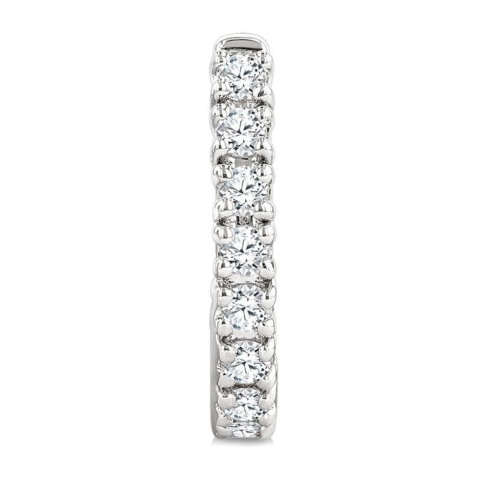 1/4 Ctw Petite Round Cut Diamond Fashion Half Hoop Earrings in 10K White Gold