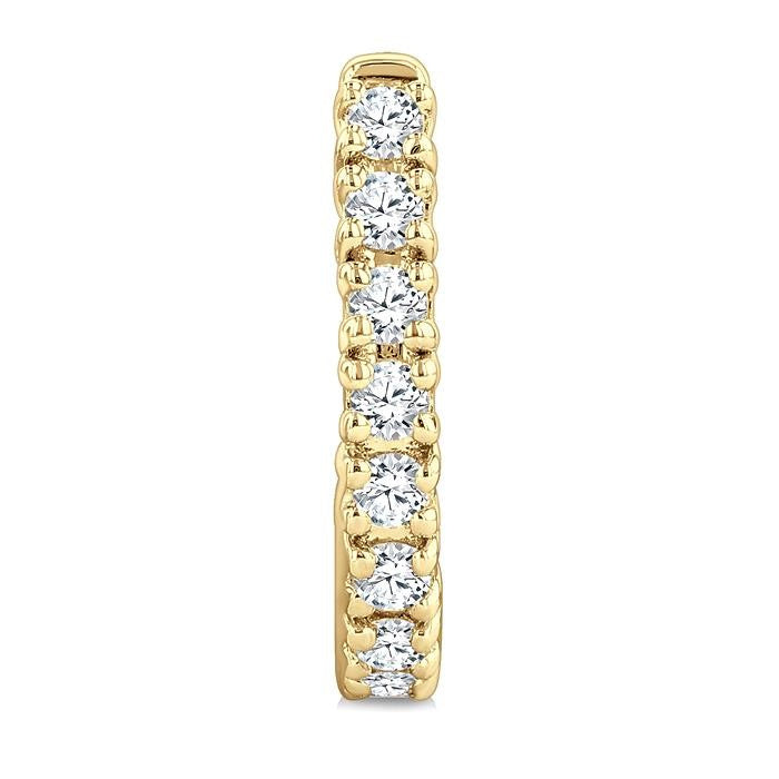 1/4 Ctw Petite Round Cut Diamond Fashion Half Hoop Earrings in 10K Yellow Gold