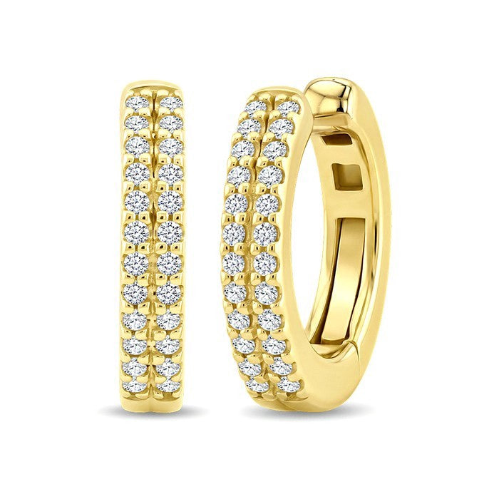 1/6 Ctw Round Cut Diamond Huggie Petite Cuff Earrings in 10K Yellow Gold