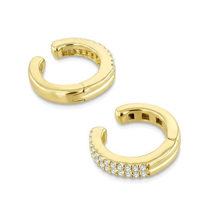 1/6 Ctw Round Cut Diamond Huggie Petite Cuff Earrings in 10K Yellow Gold