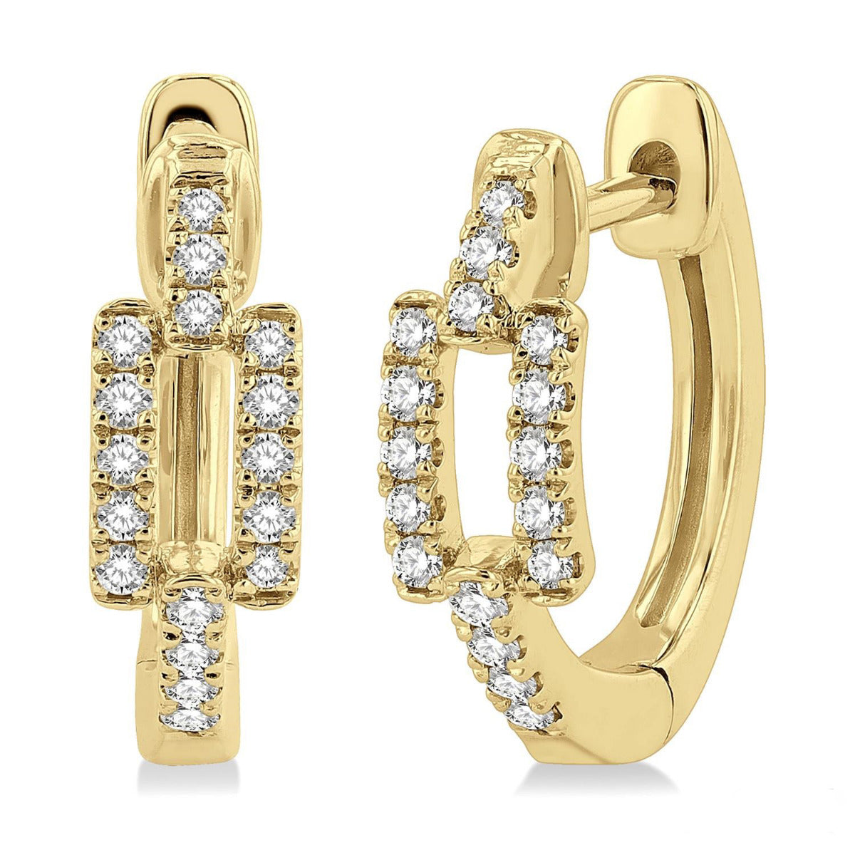 Paper Clip Petite Diamond Huggie Fashion Earrings