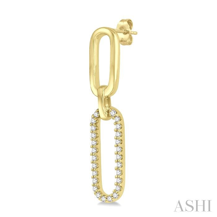 1/6 Ctw Round Cut Diamond Paperclip Earrings in 14K Yellow Gold