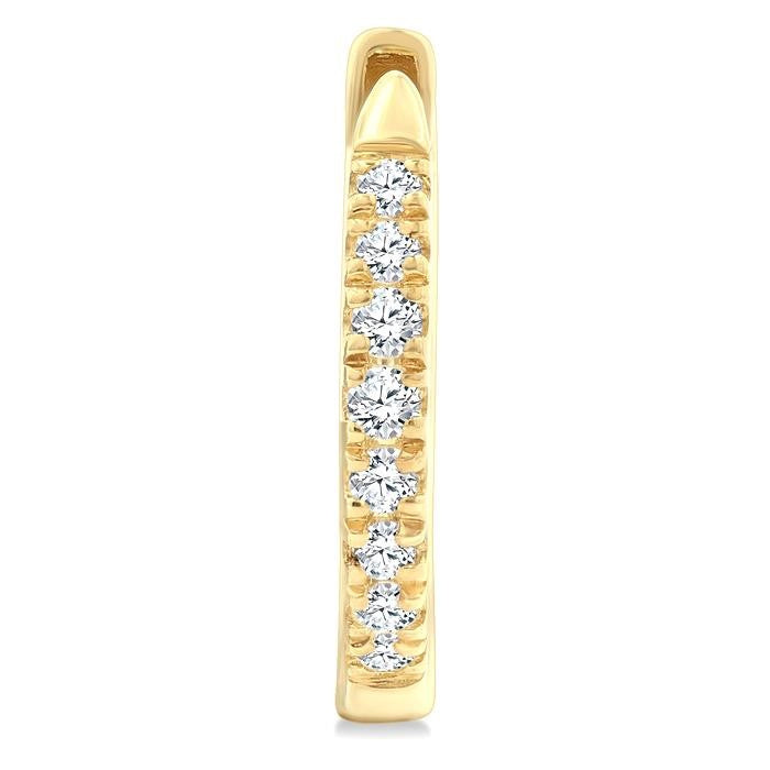 1/4 Ctw Round Cut Diamond Huggie Petite Earrings in 10K Yellow Gold