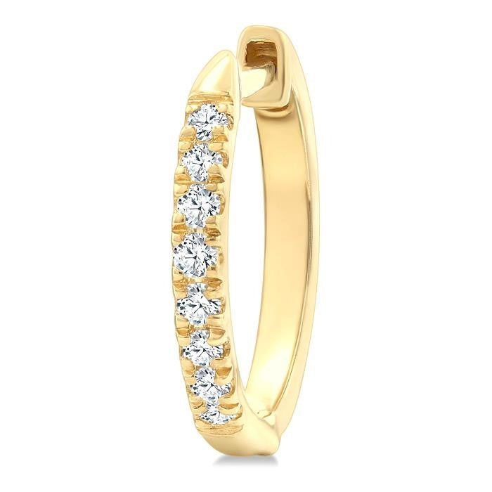 1/4 Ctw Round Cut Diamond Huggie Petite Earrings in 10K Yellow Gold
