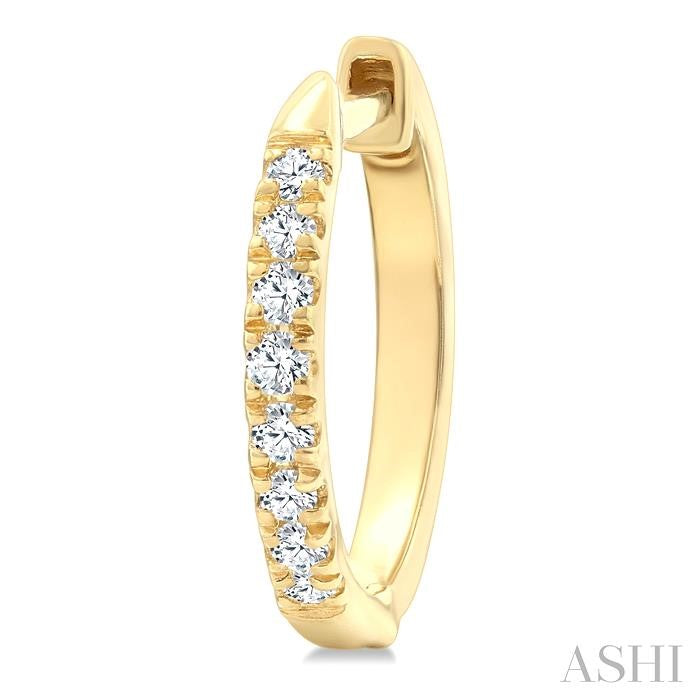 1/4 Ctw Round Cut Diamond Huggie Petite Earrings in 10K Yellow Gold