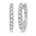 1/8 Ctw Round Cut Diamond Huggie Petite Earrings in 14K White Gold