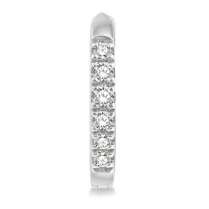 1/8 Ctw Round Cut Diamond Huggie Petite Earrings in 14K White Gold