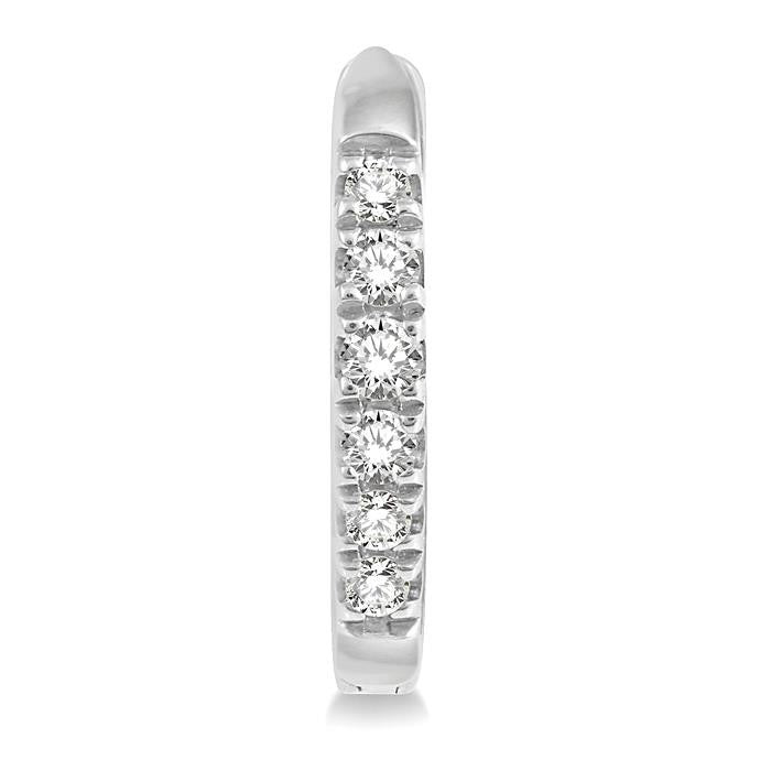 1/8 Ctw Round Cut Diamond Huggie Petite Earrings in 10K White Gold