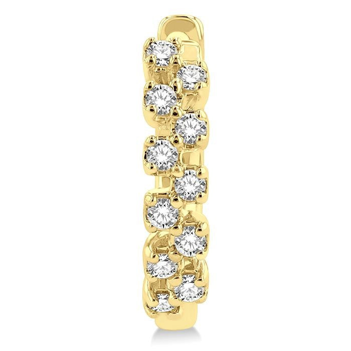 1/5 Ctw Petite Zigzag Layout Round Cut Diamond Fashion Huggies in 10K Yellow Gold