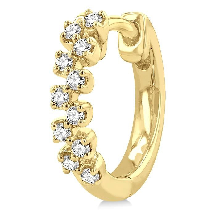1/5 Ctw Petite Zigzag Layout Round Cut Diamond Fashion Huggies in 10K Yellow Gold