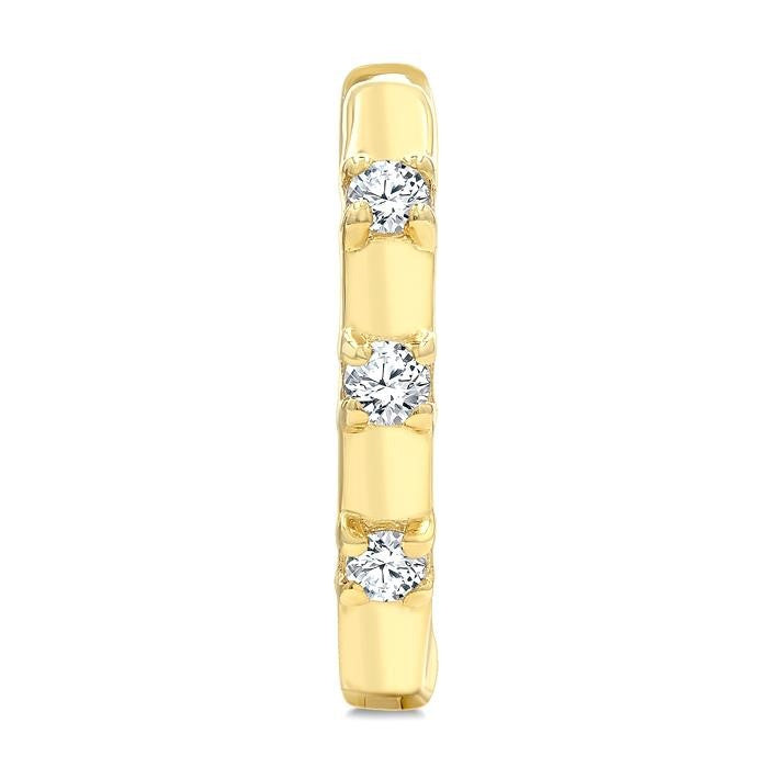1/10 Ctw Round Cut Diamond Petite Huggie Earrings in 10K Yellow Gold