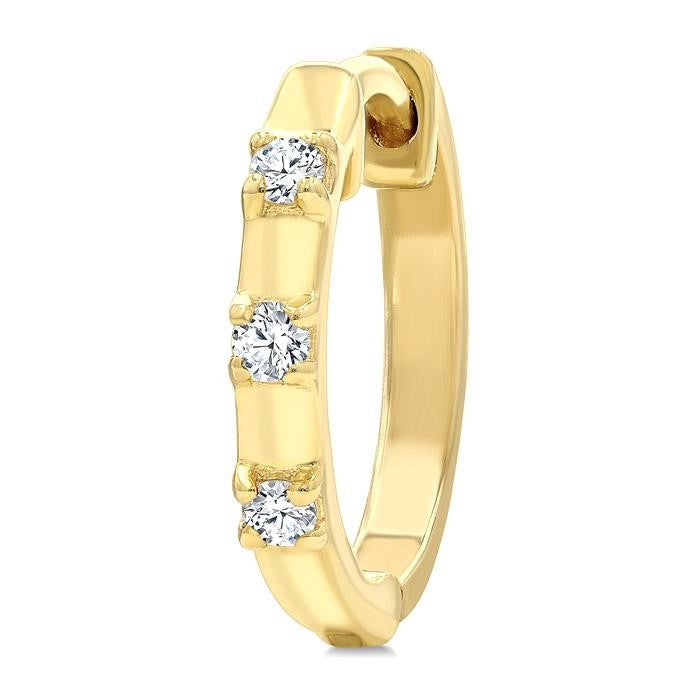 1/10 Ctw Round Cut Diamond Petite Huggie Earrings in 10K Yellow Gold