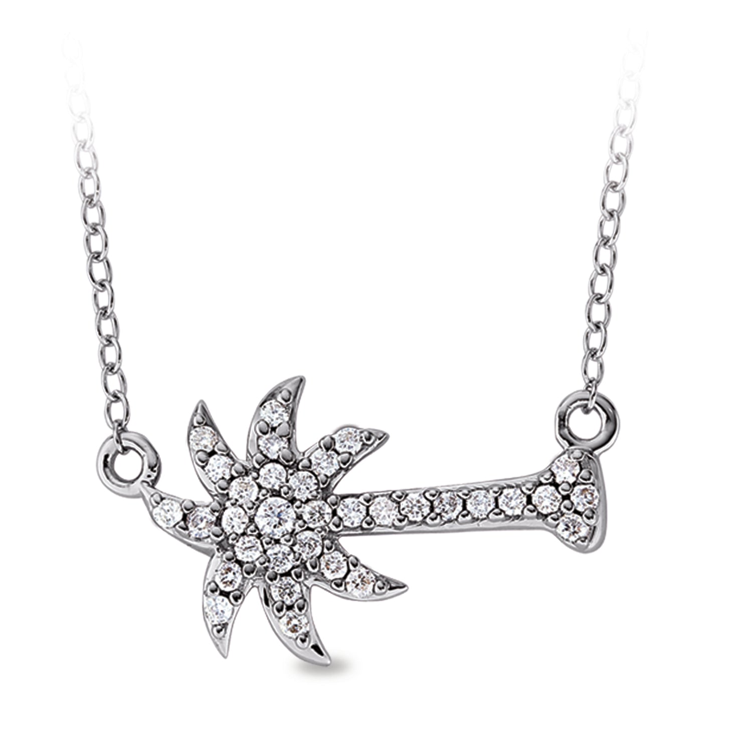 Diamond Sideways Palm Tree Pendant