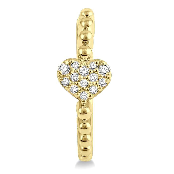 Pave Set Bead Heart Shape Diamond Hoop Earrings