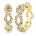 1/4 Ctw Petite Twisted Round Cut Diamond Fashion Huggies in 10K Yellow Gold