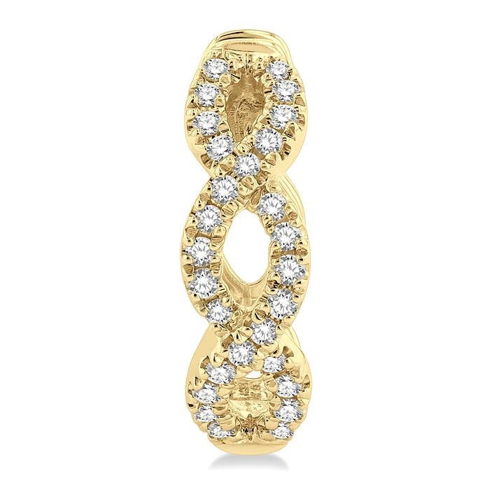 1/4 Ctw Petite Twisted Round Cut Diamond Fashion Huggies in 10K Yellow Gold