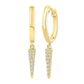 1/10 Ctw Round Cut Diamond Spike Petite Huggie Earrings in 10K Yellow Gold