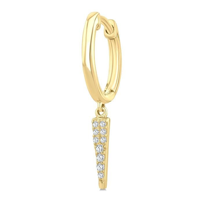 1/10 Ctw Round Cut Diamond Spike Petite Huggie Earrings in 10K Yellow Gold