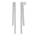 1 3/4 Ctw Twin Line Round Cut Diamond Tennis Earrings in 14K White Gold