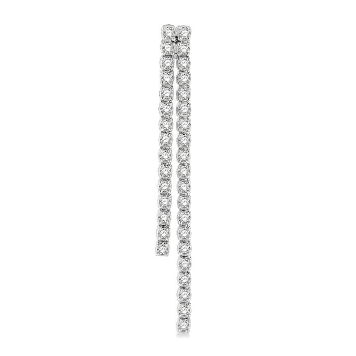 1 3/4 Ctw Twin Line Round Cut Diamond Tennis Earrings in 14K White Gold