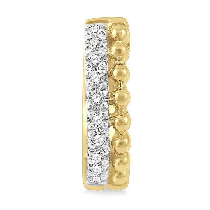 1/10 Ctw Circular Bead & Round Cut Bead Bijoux Diamond Huggie Petite Earrings in 10K Yellow Gold
