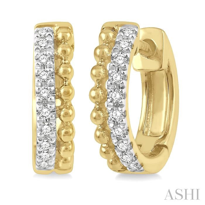 1/10 Ctw Circular Bead & Round Cut Bead Bijoux Diamond Huggie Petite Earrings in 10K Yellow Gold