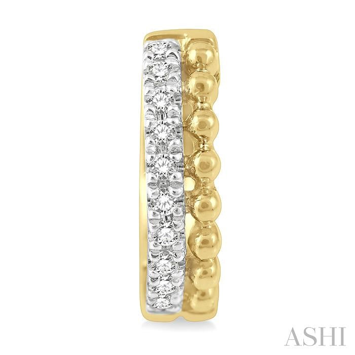 1/10 Ctw Circular Bead & Round Cut Bead Bijoux Diamond Huggie Petite Earrings in 10K Yellow Gold