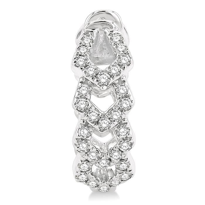 1/4 Ctw Petite Geometric Link Round Cut Diamond Fashion Huggies in 10K White Gold