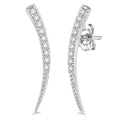 1/5 Ctw Pointed End Arc Climbers Round Cut Diamond Earrings in 14K White Gold