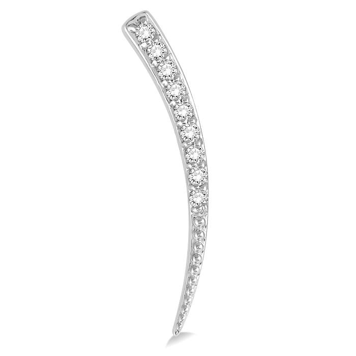 1/5 Ctw Pointed End Arc Climbers Round Cut Diamond Earrings in 14K White Gold