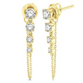1 Ctw Journey Round Cut Diamond Fashion Long Chain Earrings in 14K Yellow Gold