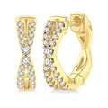 1/5 Ctw Petite Slim Criss Cross Round Cut Diamond Fashion Huggies in 10K Yellow Gold