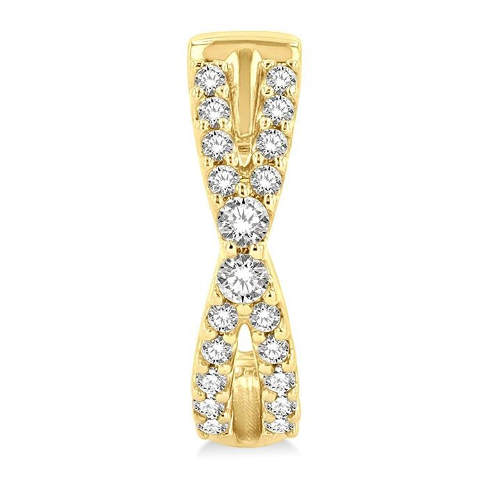 1/5 Ctw Petite Slim Criss Cross Round Cut Diamond Fashion Huggies in 10K Yellow Gold