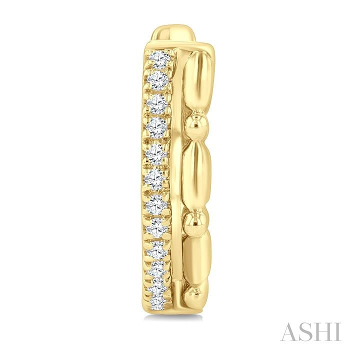 1/10 Ctw Round Cut Diamond Bead Petite Huggie Fashion Earrings in 10K Yellow Gold