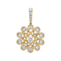 Diamond Round Scalloped Shaped Open Weave Milgrain Pendant
