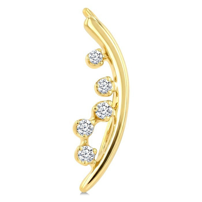 1/10 Ctw Round Cut Diamond Fashion Ear Climbers in 10K Yellow Gold
