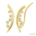 1/10 Ctw Round Cut Diamond Fashion Ear Climbers in 10K Yellow Gold