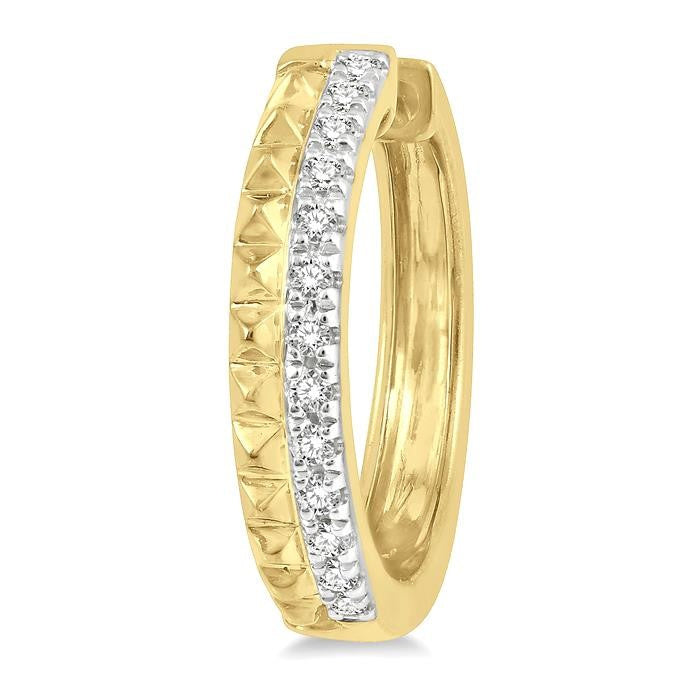 1/10 Ctw Pyramid Round Cut Diamond Huggie Petite Earrings in 10K Yellow Gold