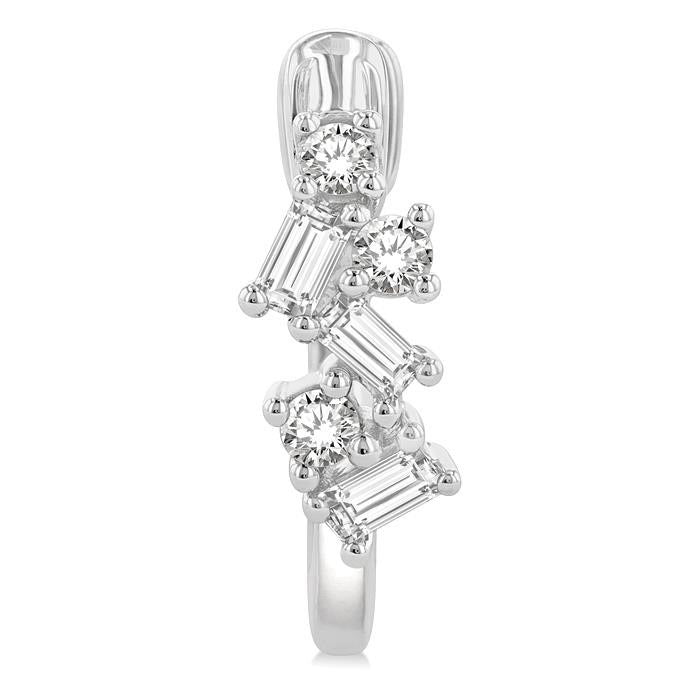 Scatter Baguette Diamond Petite Huggie Fashion Earrings