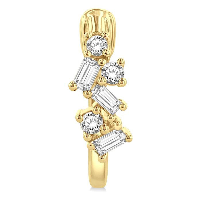 Scatter Baguette Diamond Petite Huggie Fashion Earrings