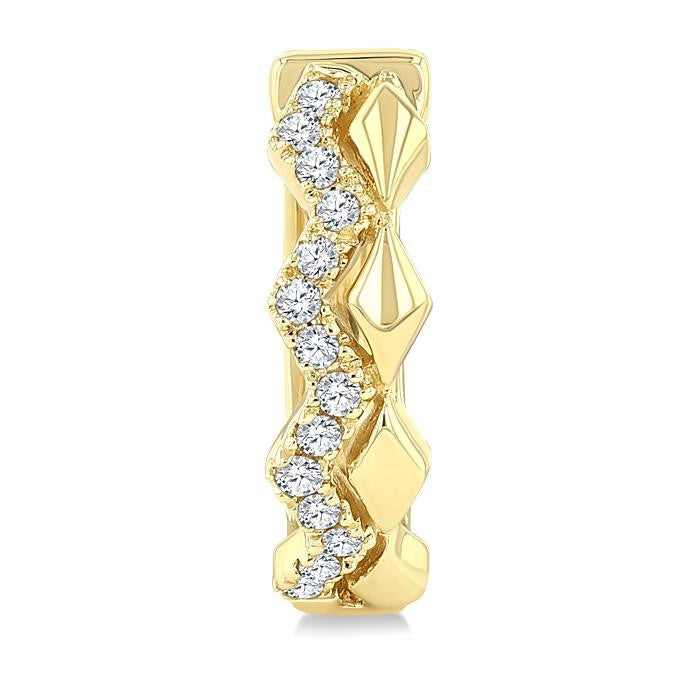 1/10 Ctw Round Cut Diamond Geometric Petite Huggie Earrings in 10K Yellow Gold