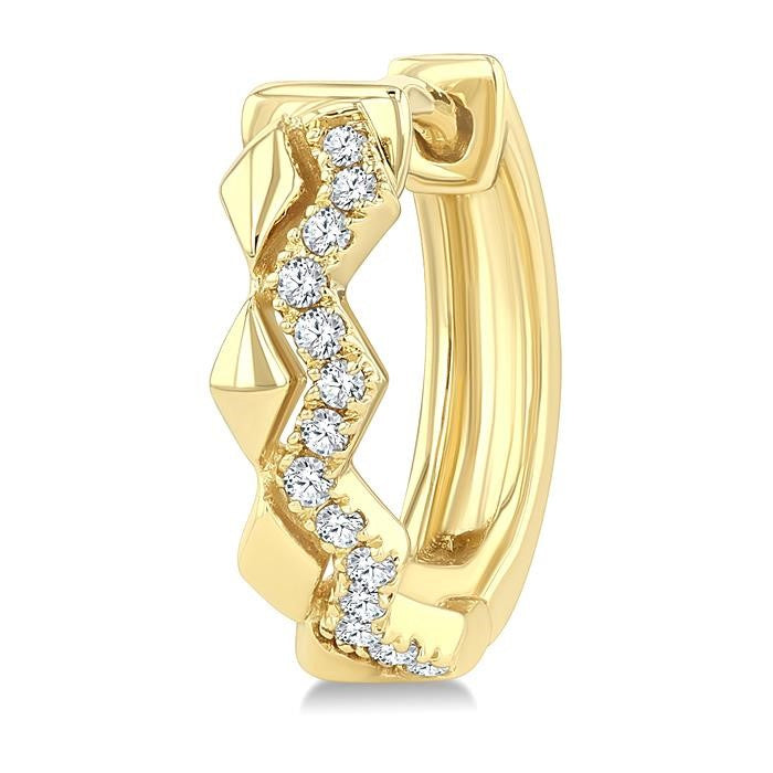1/10 Ctw Round Cut Diamond Geometric Petite Huggie Earrings in 10K Yellow Gold