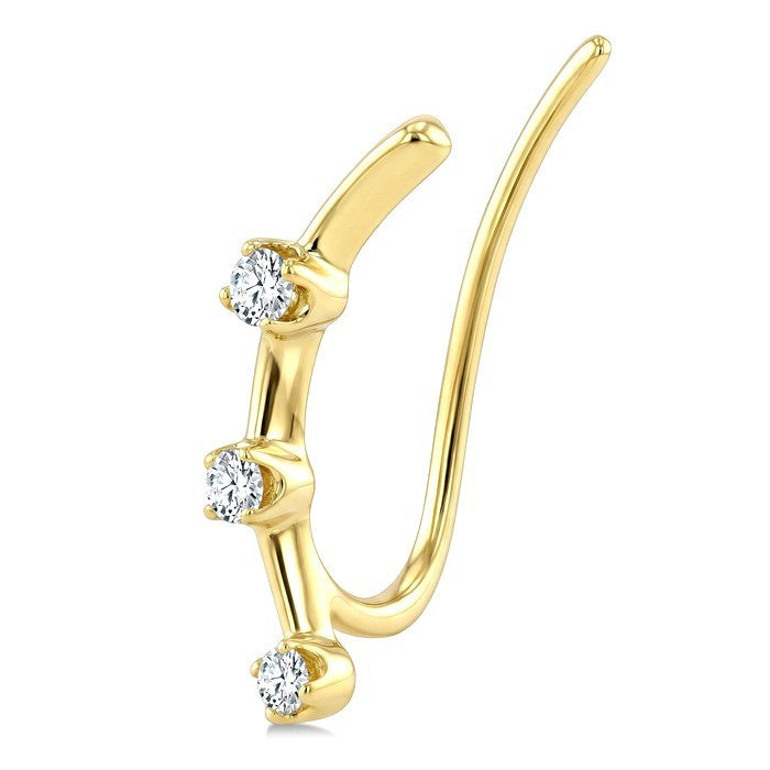 1/8 Ctw Round Cut Diamond Fashion Ear Climbers in 10K Yellow Gold